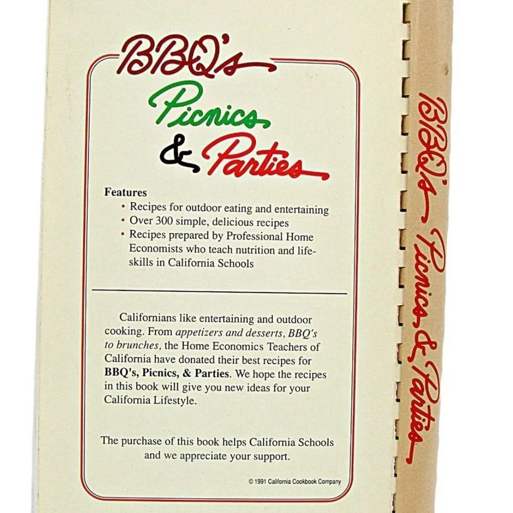 Vintage Spiral California Recipes BBQ’s Picnics & Parties Cookbook Cooking 1991 - Picture 3 of 12